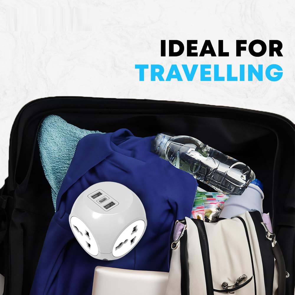 7-in-1 Multi Plug Extension Adapter - 4 Way Cordless Wall Extender with PD Fast Charging, Universal AC Outlets for Home/Office/Travel 100-250V