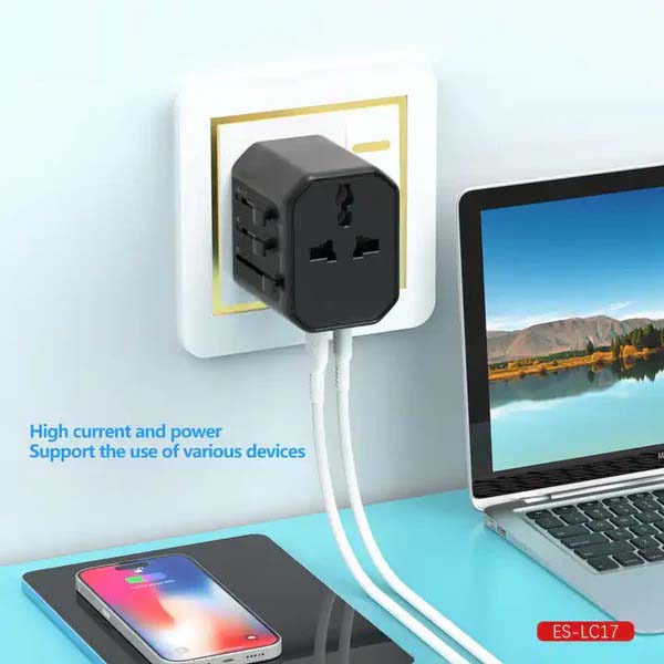 Universal Travel Adapter - All-in-One International Power Adapter with UK/US/AUS/EU Plugs & 4 USB Ports, Portable Outlet Charger Converter for Smartphones, Tablets, and More