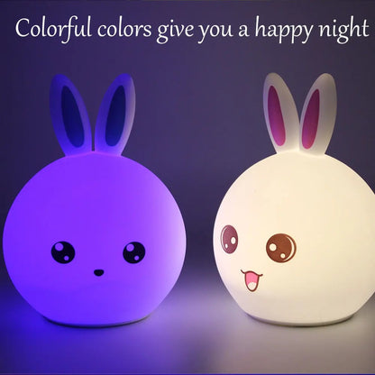 Rabbit Silicone Touch Sensor Night Light | Color Changing Breathing LED Lamp