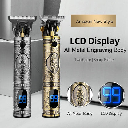 YACD D-044 Cordless Hair Clipper. Affordable elegant metal body, professional stainless blade, USB charging, 120-min runtime.