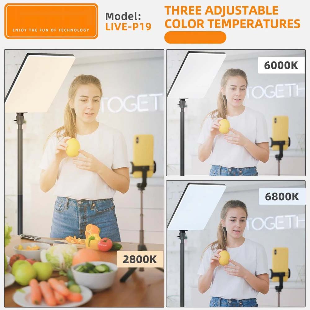 Live-P19 LED Fill Light Panel - Dimmable Bi-Color Lighting for Photography, Video & Live Streaming