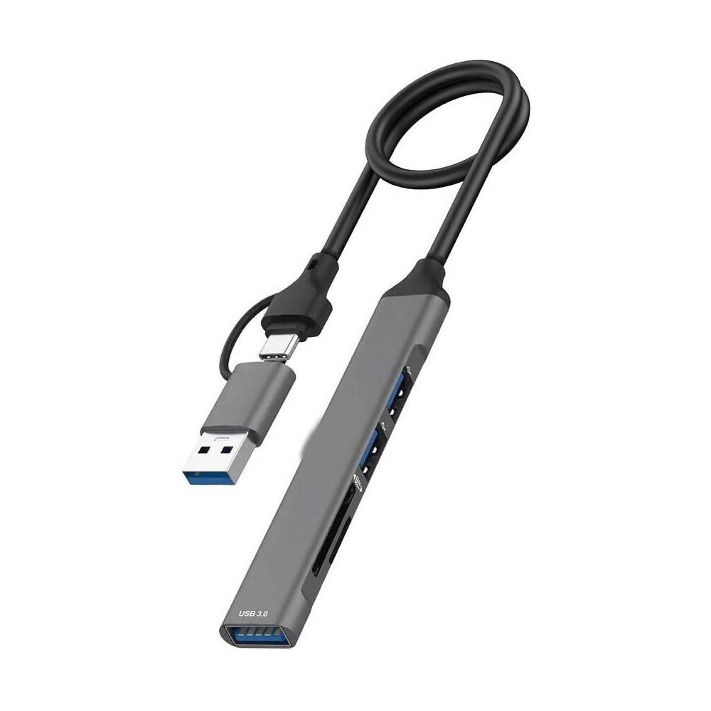 Type-C USB-A 5-in-2 Hub – USB 3.0 and USB 2.0 Accessories for PC and Computer
