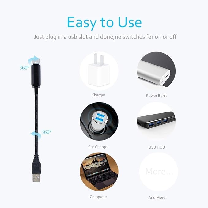 Portable Adjustable Romantic Rotating Head Star Atmosphere Decoration Projector | USB Night Light & Lamp for Car Interior, Home, Bedroom, Party, Camping, Walls, and Ceiling