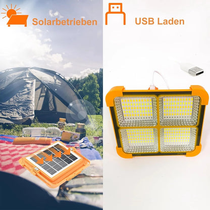 Rechargeable Solar LED Light - 4 Lighting Modes, Adjustable Color Temperature, 264 LEDs, Emergency Flashing, Portable Spotlight