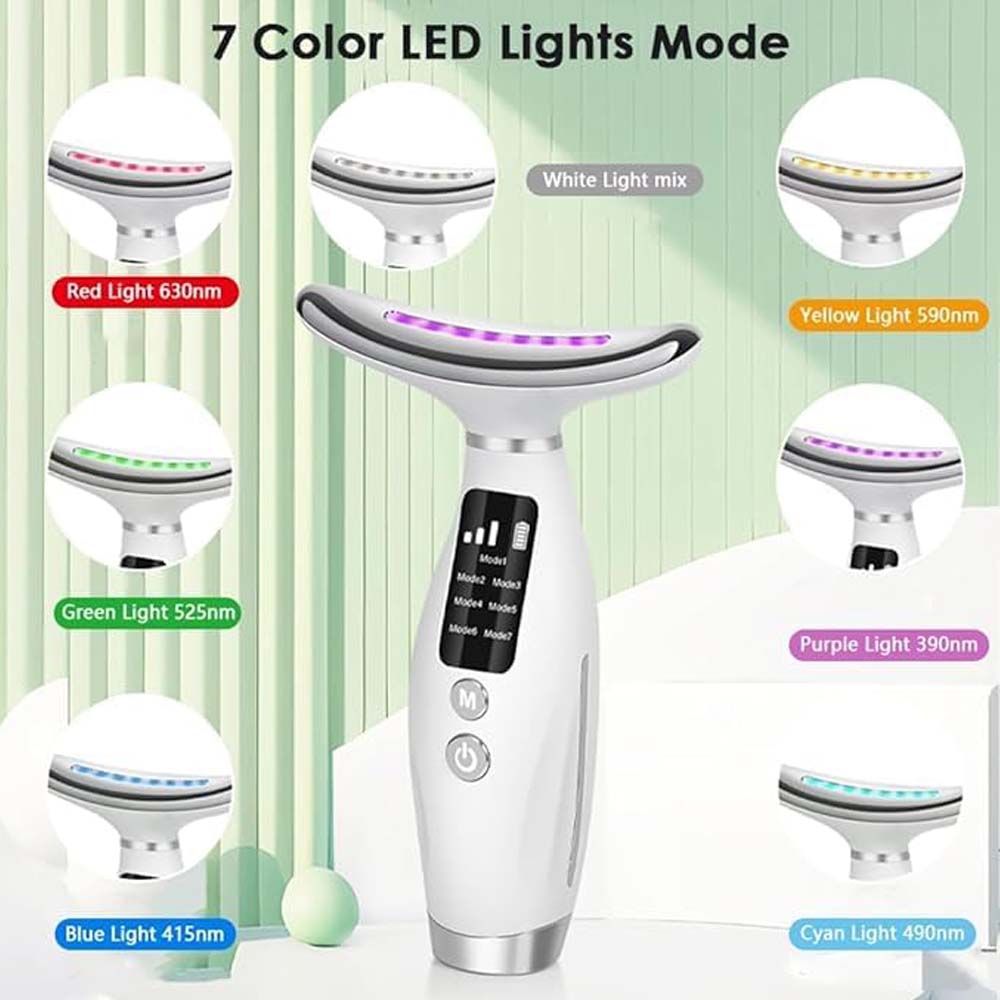 7-Colour LED Light Therapy Facial Massager - Anti-Aging, Skin Tightening & Slimming Wand for Face, Neck & Eyes