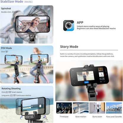 Q18 Mobile Phone Selfie Stick – Anti-Shake Hand-Held Single-Axis Gimbal Stabilizer with Fill Light for Live Broadcast