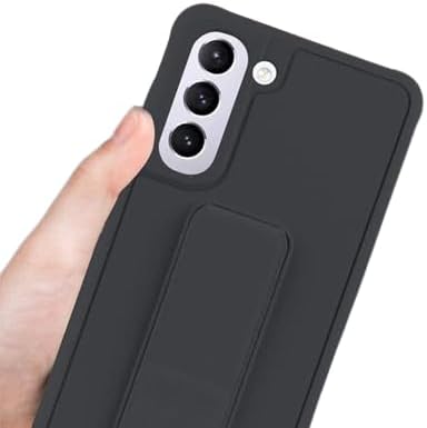 Slim Protective Case for Samsung Galaxy S21 to S24 Plus 5G (6.7 Inches) | Leather Hand Strap Holder & Kickstand | Black