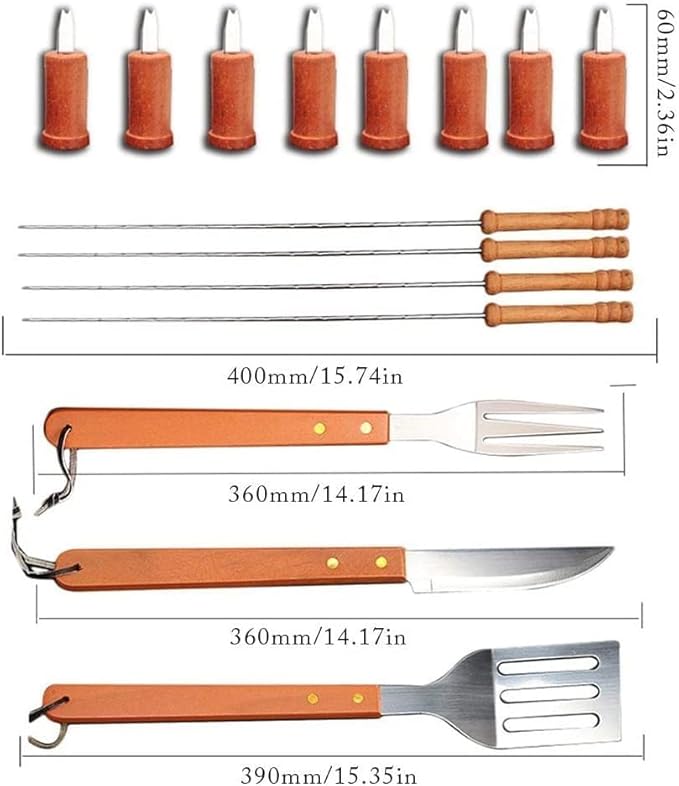 BBQ Tool Set 18-Piece | Stainless Steel with Wooden Handles | Ideal Christmas or Birthday Gift for Men, Dad, and Women