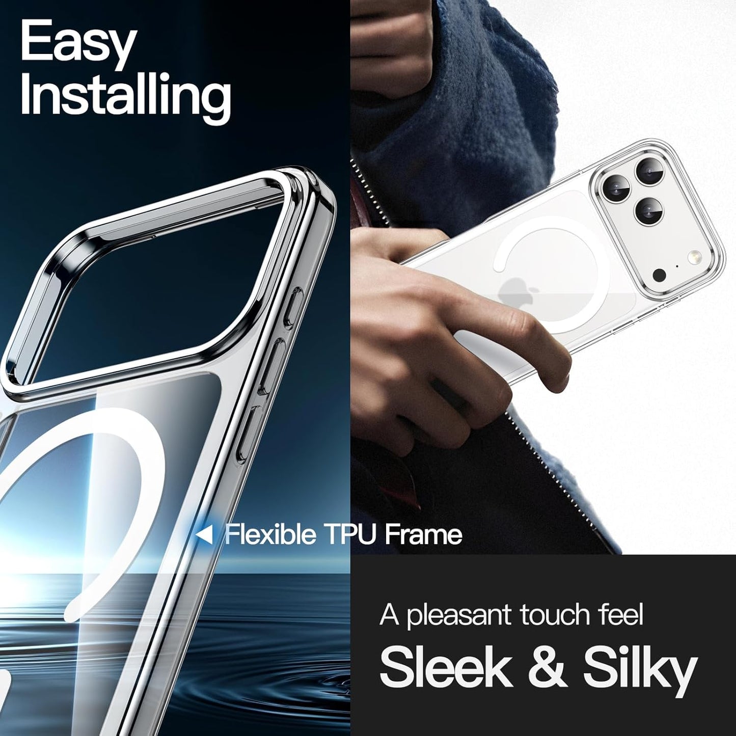 Magnetic Case for iPhone 17 Pro 6.3" - MagSafe Compatible, Shockproof Clear Bumper Cover, Anti-Scratch Back Protection