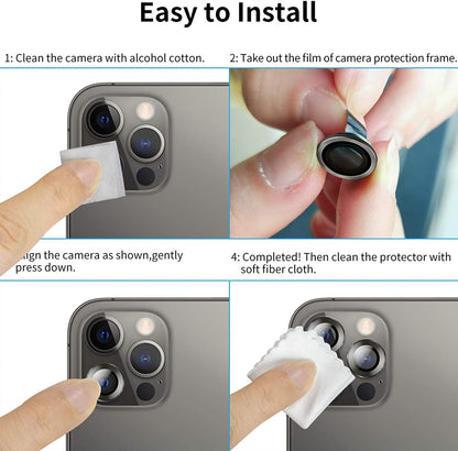 Camera Lens Protector for iPhone 13 Pro (6.1") and iPhone 13 Pro Max (6.7") – 9H Tempered Glass, Metal Individual Ring Cover, HD Clear, 1 Set