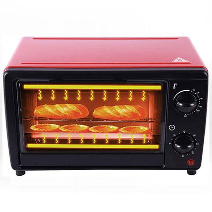 Multi-Function Electric Oven | 12L Mini Air Fryer Chicken Oven | Portable Tabletop Baking Oven with Bakeware & Rack | High-Temperature Mini Cake Oven for Home & Commercial Use (Red)