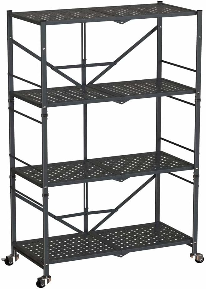 Adjustable 4-Layer Kitchen and Bedroom Storage Rack – Mobile and Versatile Floor Standing Solution