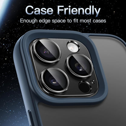 Camera Lens Protector for iPhone 16 Pro (6.3") and iPhone 16 Pro Max (6.9") – 9H Tempered Glass with Matte Metal Plate, Case-Friendly Full Coverage Lens Cover