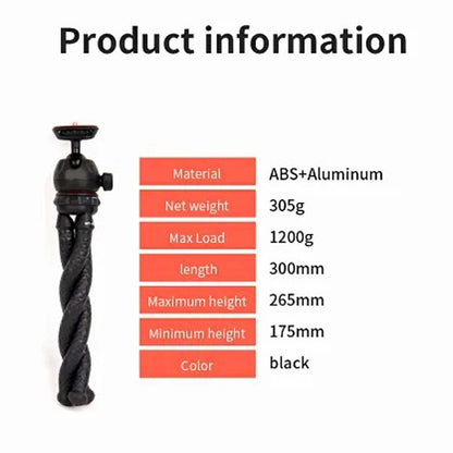 MT-25 Mini Flexible Tripod - Portable Phone & Camera Stand with Bendable Legs for Tabletop, Vlogging & Photography