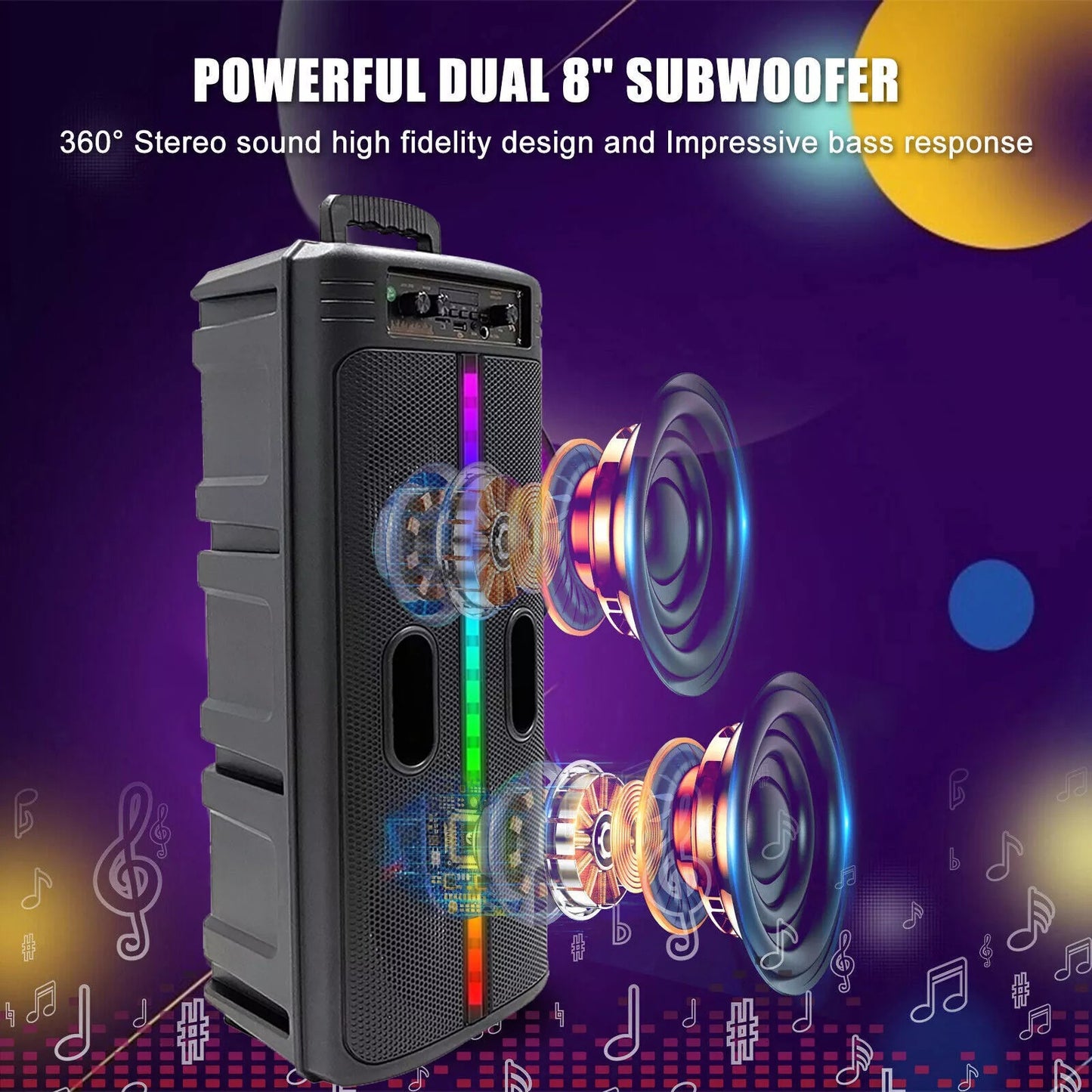 Portable 8-Inch Trolley Speaker – Powerful Bass with Bluetooth Connectivity, Ideal for Outdoor Parties