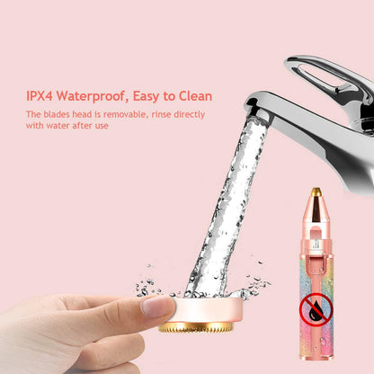 2-in-1 Eyebrow & Facial Hair Remover - USB Rechargeable with Multi-Colors, Cleaning Brush & Precision Trimming