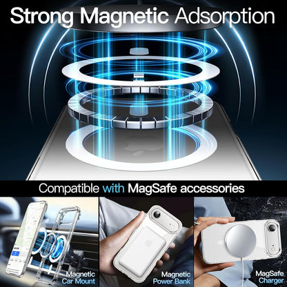 Magnetic Case for iPhone 17 Air - MagSafe Compatible, Shockproof Clear Bumper Cover, Anti-Scratch Back for 6.5" Display