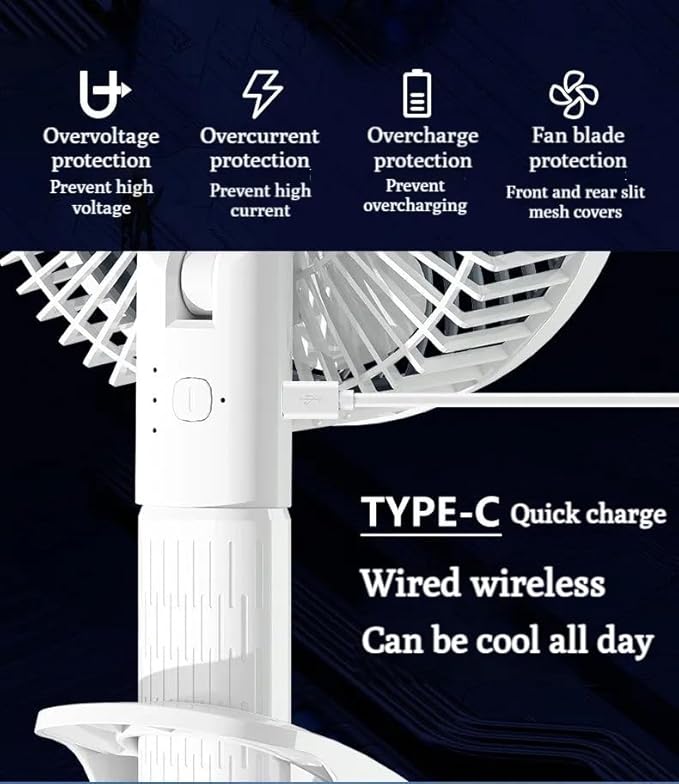 Handheld Rechargeable USB Portable Fan – Wearable Electric Neck Air Cooler | Foldable Mini Fan