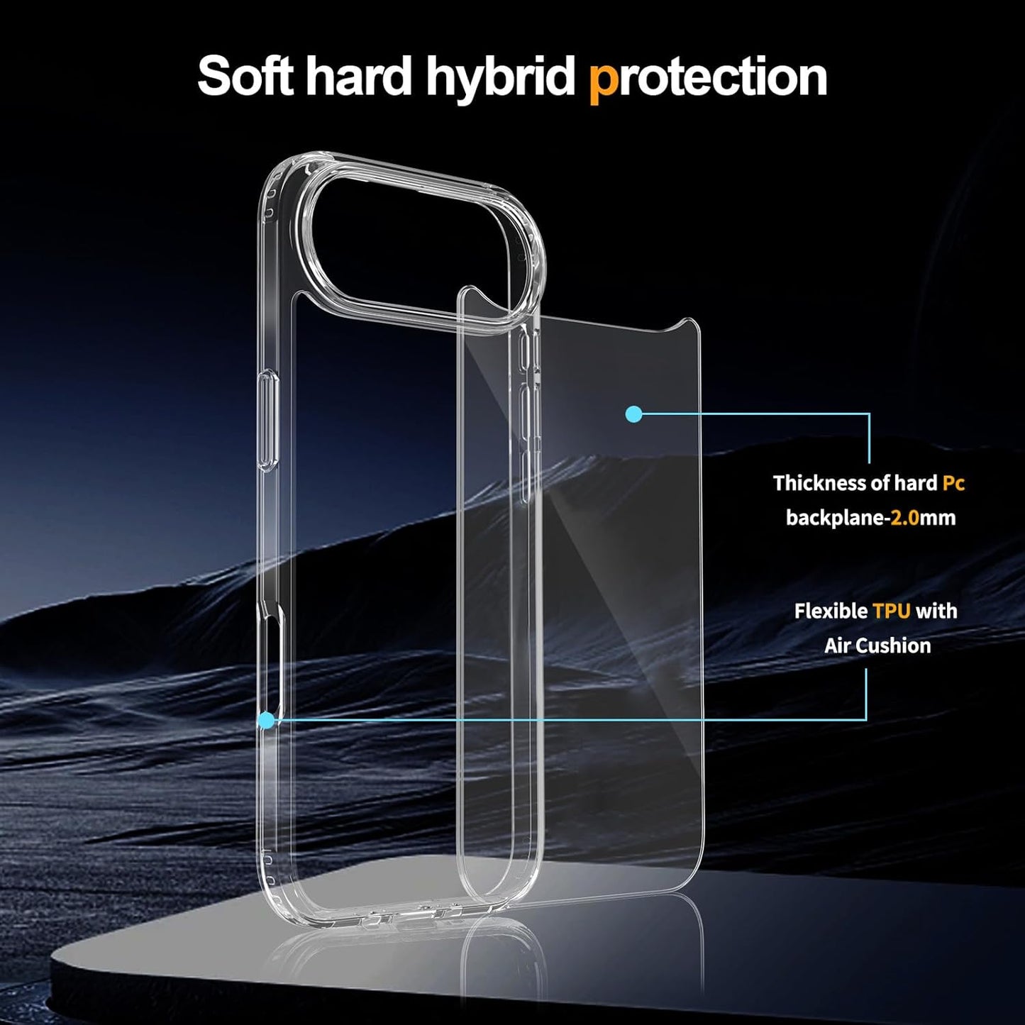 Crystal Clear Case for iPhone 17 Air 6.5" (2025) - Anti-Yellowing Hard Back, Slim Shockproof Bumper, Wireless Charging Compatible