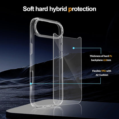 Crystal Clear Case for iPhone 17 Air 6.5" (2025) - Anti-Yellowing Hard Back, Slim Shockproof Bumper, Wireless Charging Compatible