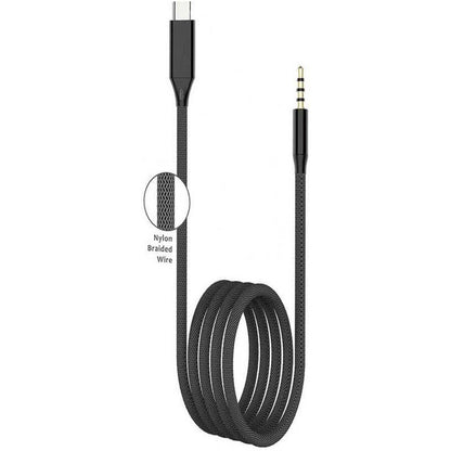GAC-365 Type-C to 3.5mm Aux Audio Cable – 100cm Plug & Play Audio Cable with Sturdy Nylon Braid for MP3, CD, Phone, Computer, and Sound Systems