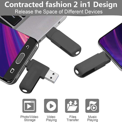 32GB USB-C Flash Drive - 170MB/s High-Speed Multi-Port Memory Stick for Android, Tablets, PCs & Phones (Black)