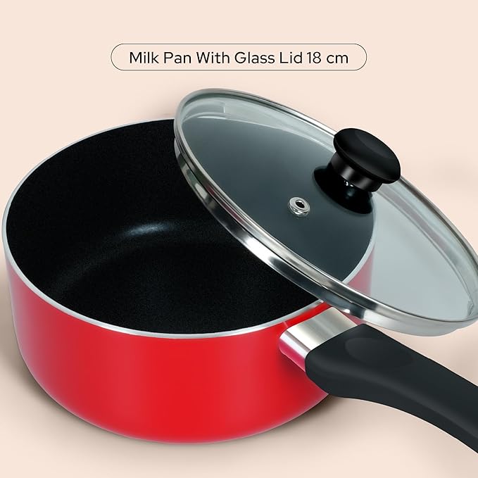 10-Piece Nonstick Cookware Set - 10X Tougher Coating, Heat-Resistant Handles, Glass Lids, Frypan, Wokpan, Nylon Turner