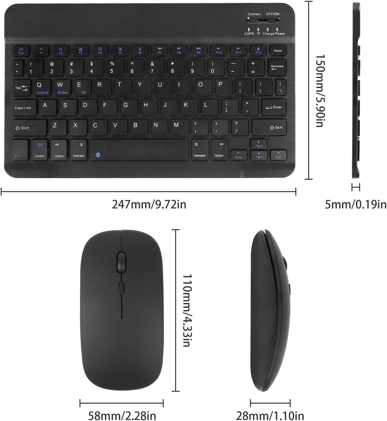 Ultra-Slim Bluetooth Keyboard & Mouse Combo - Rechargeable Wireless Set for Windows, Android, iOS, iPad, PC & Laptop