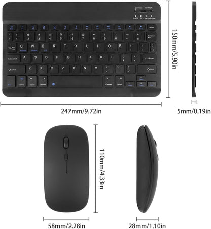 Ultra-Slim Bluetooth Keyboard & Mouse Combo - Rechargeable Wireless Set for Windows, Android, iOS, iPad, PC & Laptop