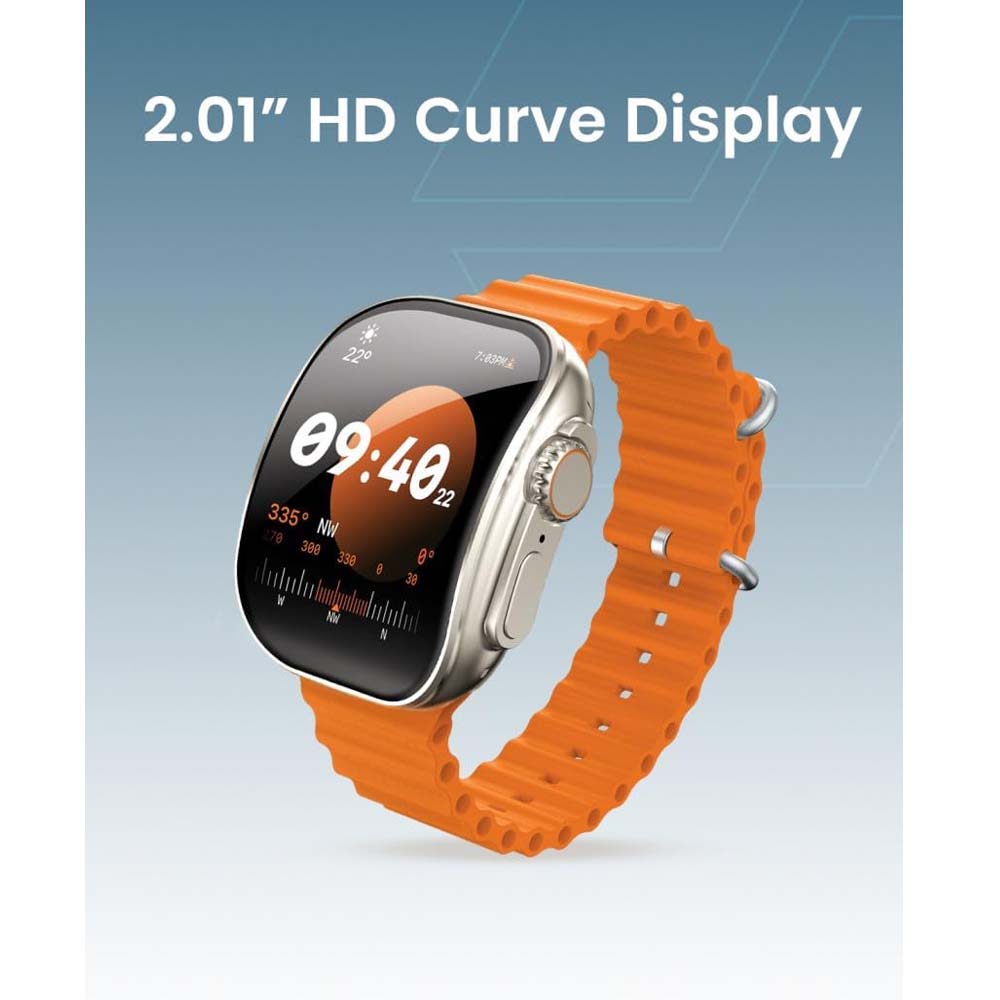 TC41 Curve Smartwatch - 2.01" AMOLED, GPT AI, Bluetooth Calls, Wireless Charging, IP68, Fitness Tracker (Orange)