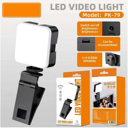 PK79 Mini LED Video Light - 6000K Dimmable 5.5W Fill Lamp with Universal Mount for DSLR, Phone & Laptop