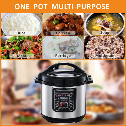 6L Smart Digital Pressure Cooker - Non-Stick, Multi-Function Electric Rice Cooker with Microwave & Stainless Steel Design