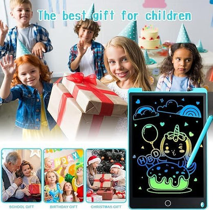 12 Inch LCD Writing Tablet | Magnetic Drawing Pad for Kids | Educational Doodle Board Toy for 2-6+ Year Olds | Blue