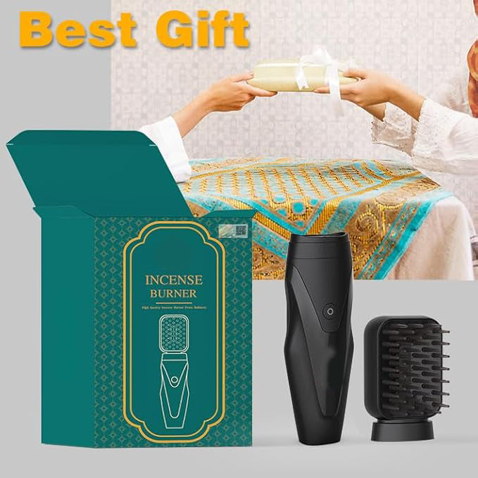Electric Comb Incense Burner | Oud Arabic Comb Hair Bakhoor Burner for Aromatic Styling | Black
