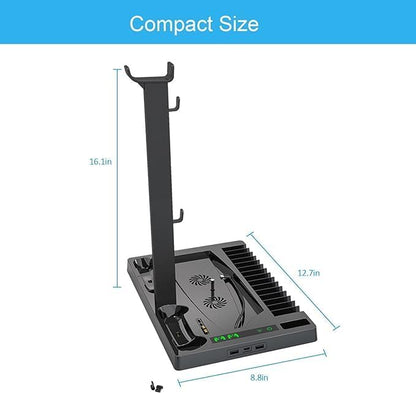 Vertical Stand Cooling Fan for PS5 – Dual Controller Charger with Multifunctional Features