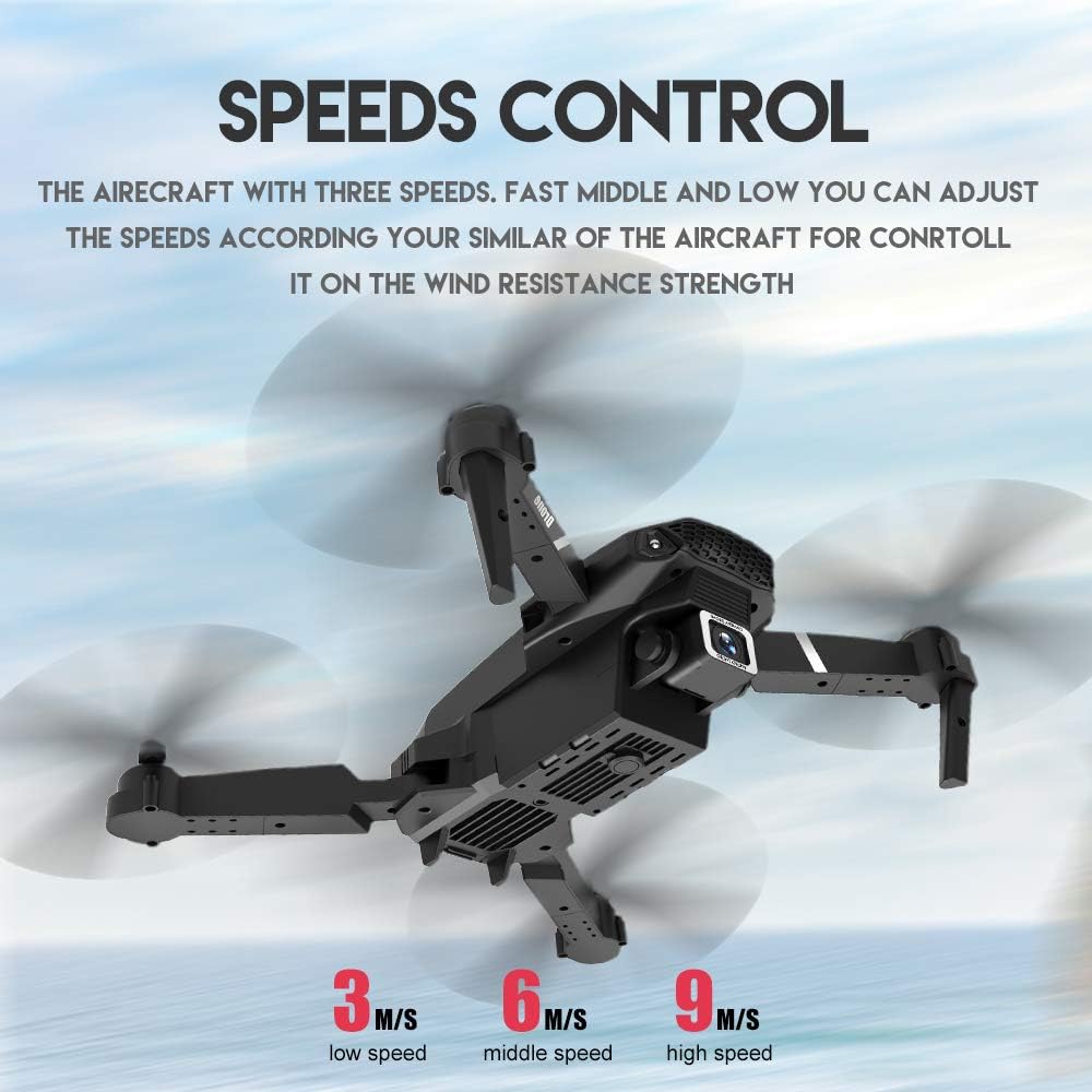 8K Foldable Mini Drone - Dual Camera, WiFi FPV, Gesture Control, Android/iOS Compatible with Carry Case (Black)