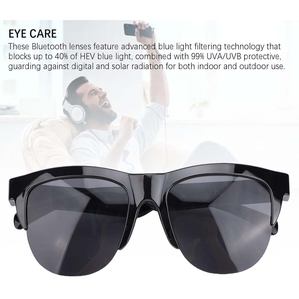 F06 Smart Glasses - Bluetooth 5.4 Audio Sunglasses w/ Speaker, Blue Light Filter, Voice Control & IP54 Waterproof for Music/Calls