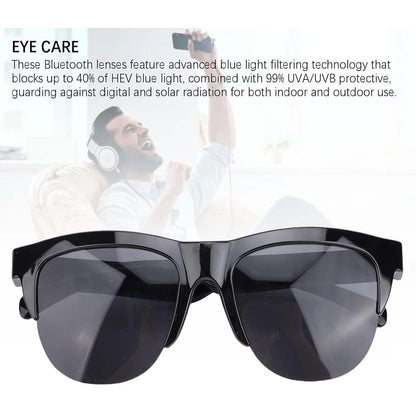 F06 Smart Glasses - Bluetooth 5.4 Audio Sunglasses w/ Speaker, Blue Light Filter, Voice Control & IP54 Waterproof for Music/Calls