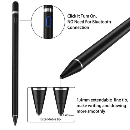 Digital Active Stylus Pen - Compatible with iPad, iPhone & Android, Palm Rejection, Precision Drawing & Writing (Black)