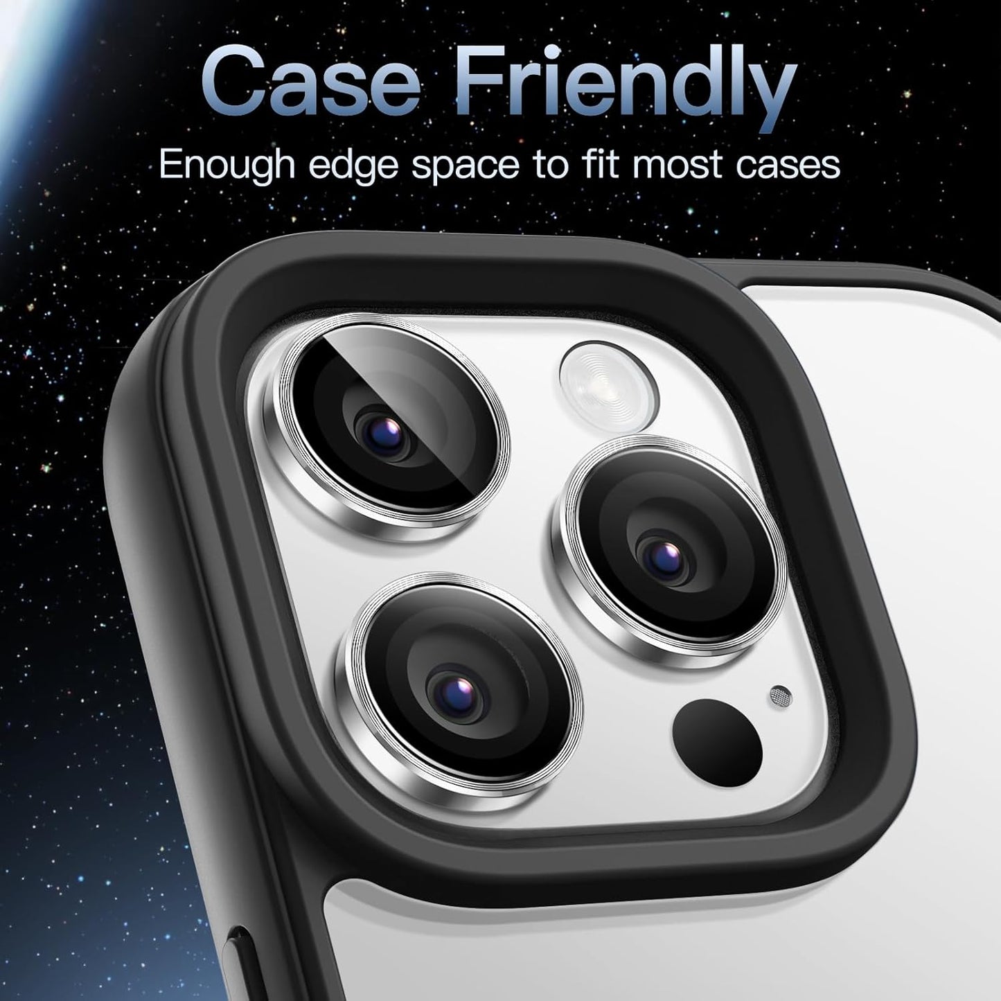 iPhone 16/17 Pro Max Camera Lens Protector - 3-Pack 9H Tempered Glass with  Alloy Ring, Anti-Scratch HD Cover (Silver Titanium)