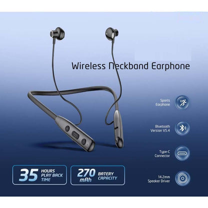 OSP 2 Bluetooth Neckband - 50H Playtime, Stereo Sound, TF Card Slot, BT 5.4, Type-C Fast Charge (Skin-Friendly)