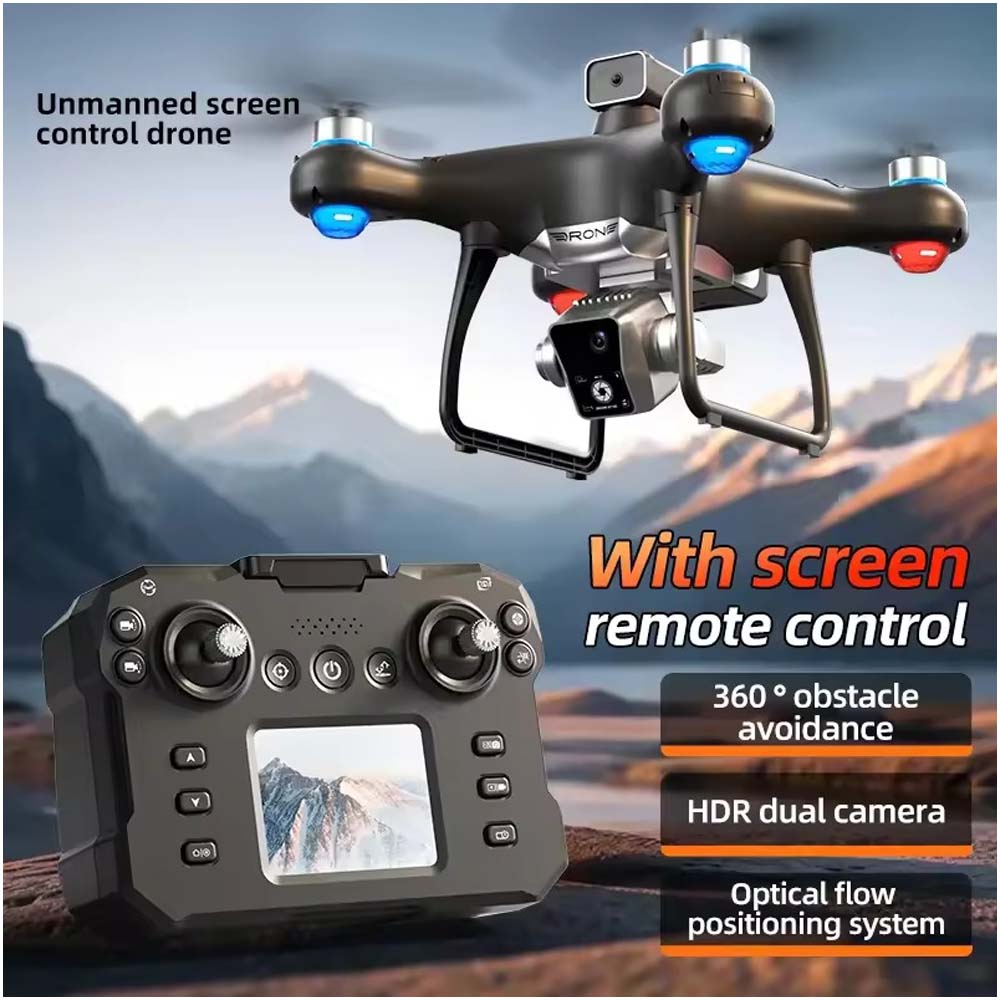 KY102 Drone with Screen Remote Control. Foldable obstacle avoidance & WiFi FPV quadcopter for kids & adults. HD camera.