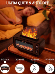 Wood Grain Fireplace Diffuser | 7-Color Flame Humidifier | Silent Auto Shut-Off Aroma Diffuser | Simulated Fire Light for Living Room, Bedroom