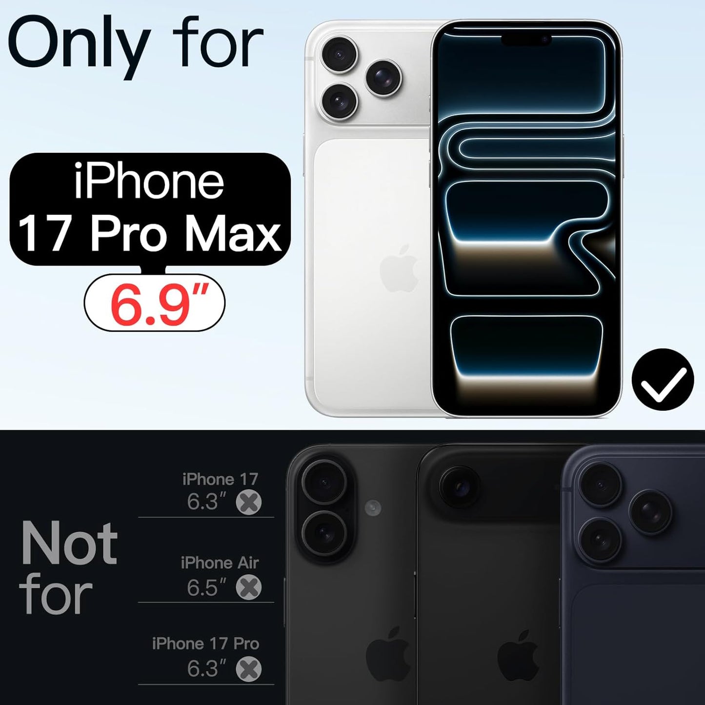 Crystal Clear Case for iPhone 17 Pro Max 6.3" (2025) - Anti-Yellowing Hard Back, Slim Shockproof Bumper, Wireless Charging Compatible