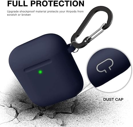 Soft Silicone Protective Case Cover for AirPods 2 & 1 | Front LED Visible | Midnight Blue | Durable and Stylish Protection