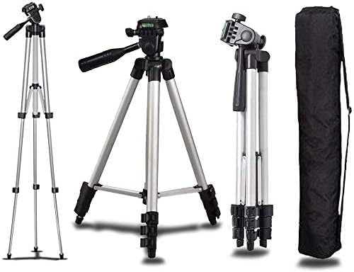 ETH-337: Black and Silver 50-Inch Camera Tripod Stand for Canon EOS Series (1100D, 500D, 550D, 600D)