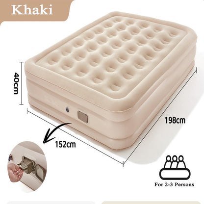 Air Mattress Queen with Built-in Pump - Inflatable Camping & Guest Mattress | Soft Flocked Top Blow-Up Bed | Durable, Foldable, and Comfortable | 80x60x18 Inches | Quick 1-3 Min Inflation