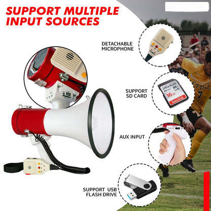 Portable Handheld Megaphone 50W high-power speaker with built-in siren & recording function for clear, long-range communication.
