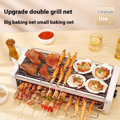 Electric Smokeless Grill - Nonstick Indoor Griddle Pan for Frying, Baking & Stewing, Adjustable Temp, Easy Clean, White