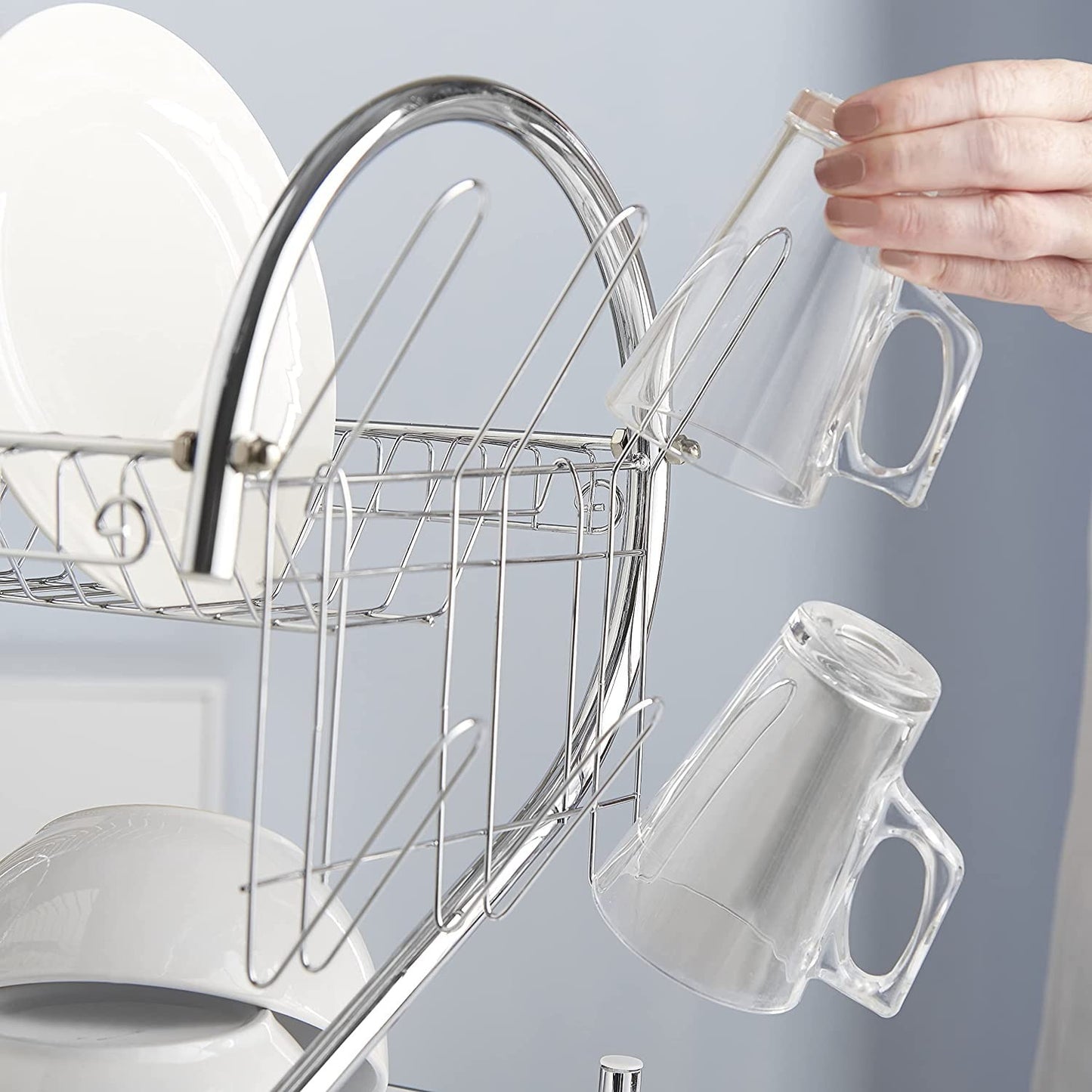 New Arrival 2-Layer Kitchen Dish Rack | Stainless Steel Dish Drainer & Plate Holder